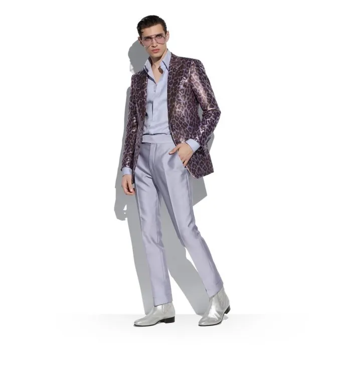 Men Jackets Tom Ford Cangiante Leopard Atticus Jacket Purple Silver