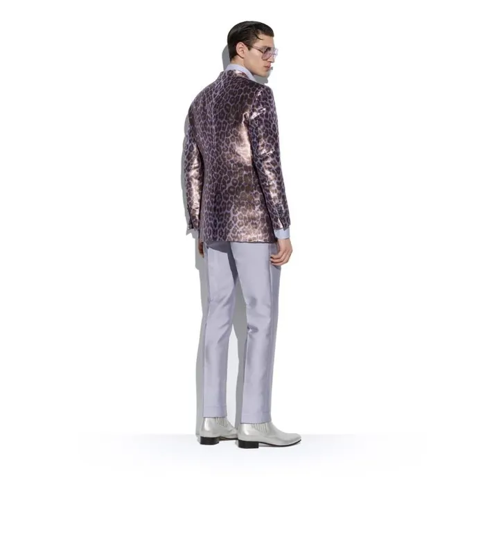 Men Jackets Tom Ford Cangiante Leopard Atticus Jacket Purple Silver