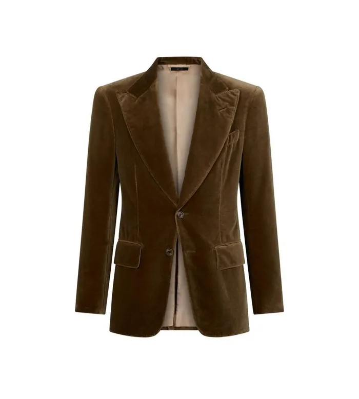 Men Jackets Tom Ford Light Velvet Atticus Jacket Khaki