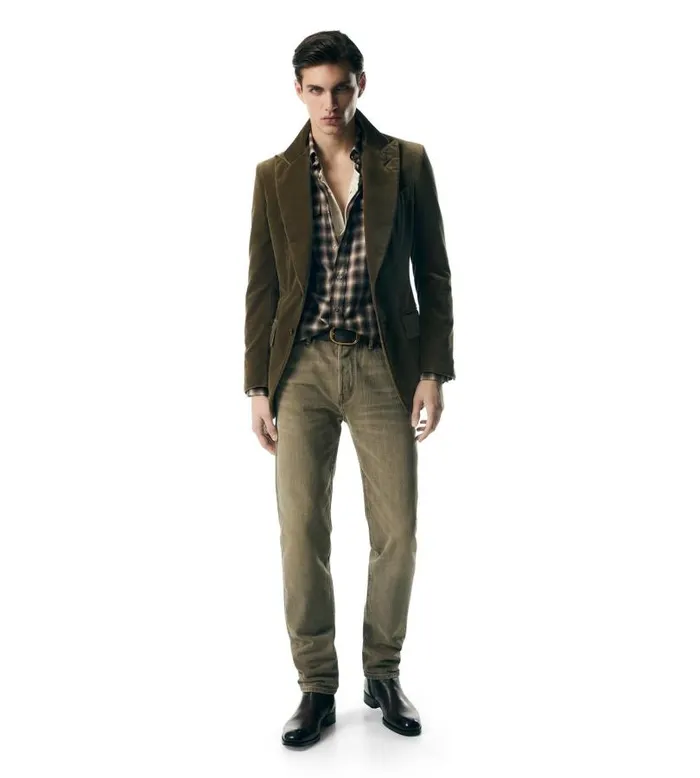 Men Jackets Tom Ford Light Velvet Atticus Jacket Khaki Men Jackets Tom Ford Light Velvet Atticus Jacket Khaki