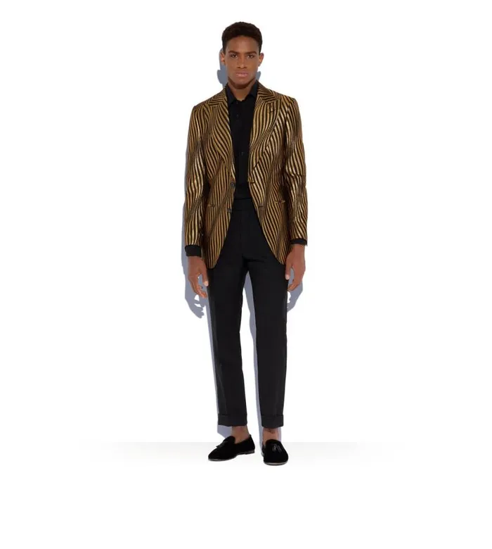Men Jackets Tom Ford Spiral Jacquard Atticus Cocktail Jacket Blackgold