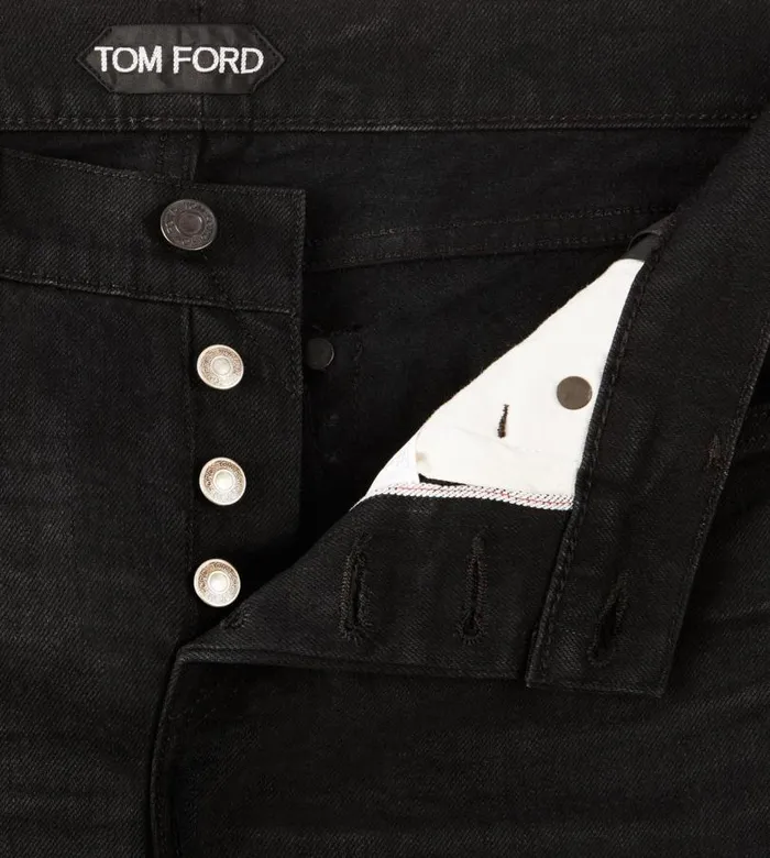 Men Jeans Tom Ford Straight Fit Stretch Japanese Selvedge Denim Black Men Jeans Tom Ford Straight Fit Stretch Japanese Selvedge Denim Black