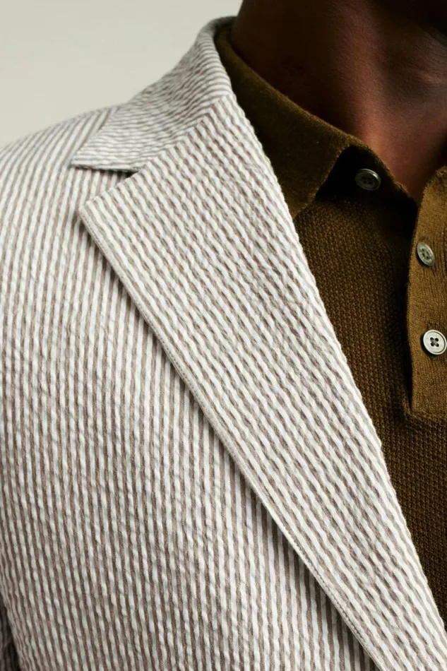 Men Jetsetter Italian Seersucker Suit Khaki And White Stripe Bonobos Suits