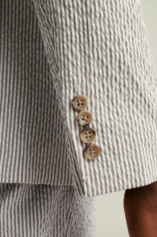 Men Jetsetter Italian Seersucker Suit Khaki And White Stripe Bonobos Suits