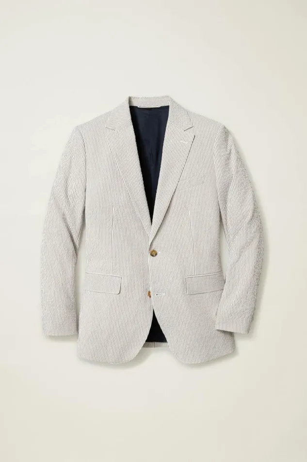 Men Jetsetter Italian Seersucker Suit Khaki And White Stripe Bonobos Suits
