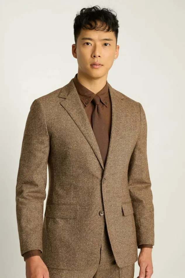 Men Jetsetter Italian Wool Suit Khaki Donegal Bonobos Suits
