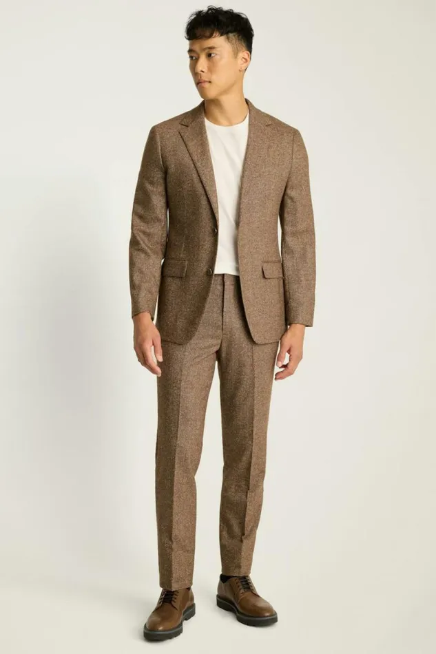 Men Jetsetter Italian Wool Suit Khaki Donegal Bonobos Suits