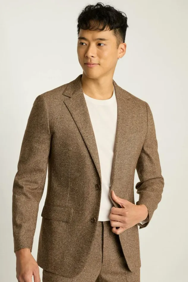 Men Jetsetter Italian Wool Suit Khaki Donegal Bonobos Suits