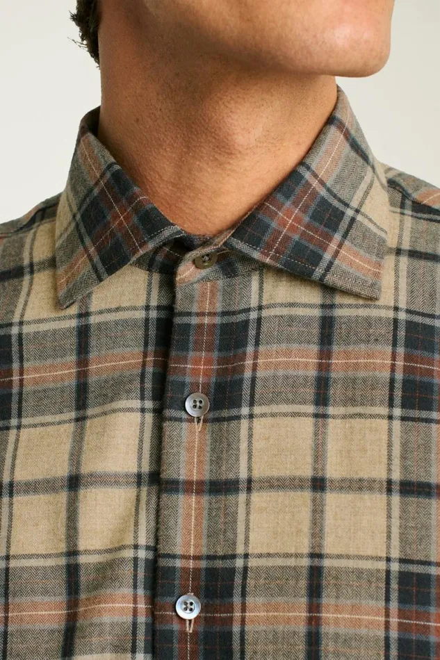 Men Jetsetter Premium Merino Dress Shirt Cream Navy Plaid Bonobos Formal Dress Shirts