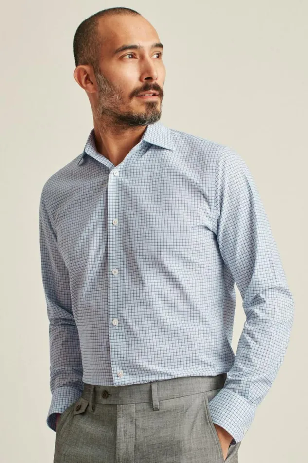 Men Jetsetter Stretch Dress Shirt Crater Lake Plaid Bonobos Business Casual Shirts