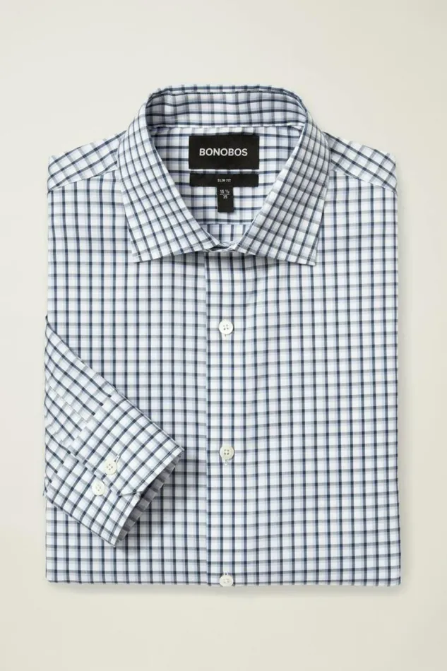 Men Jetsetter Stretch Dress Shirt Navy Lilac Check Bonobos Business Casual Shirts