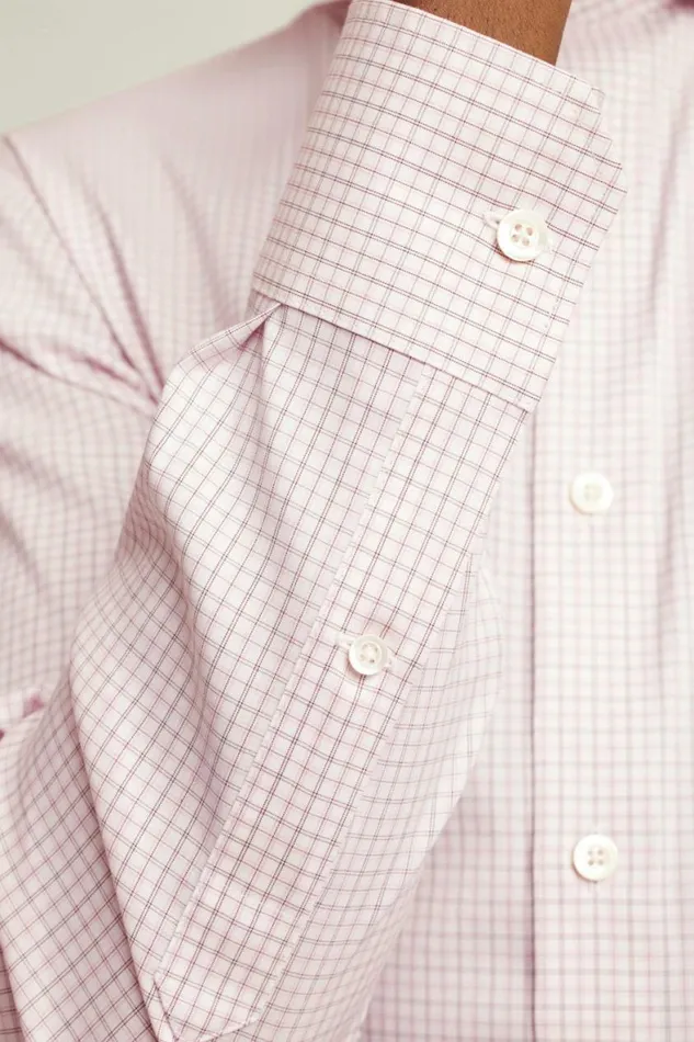 Men Jetsetter Stretch Dress Shirt Pink And White Plaid Bonobos Business Casual Shirts
