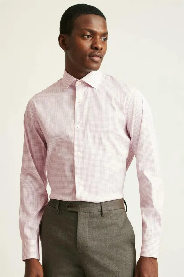 Men Jetsetter Stretch Dress Shirt Pink And White Plaid Bonobos Business Casual Shirts