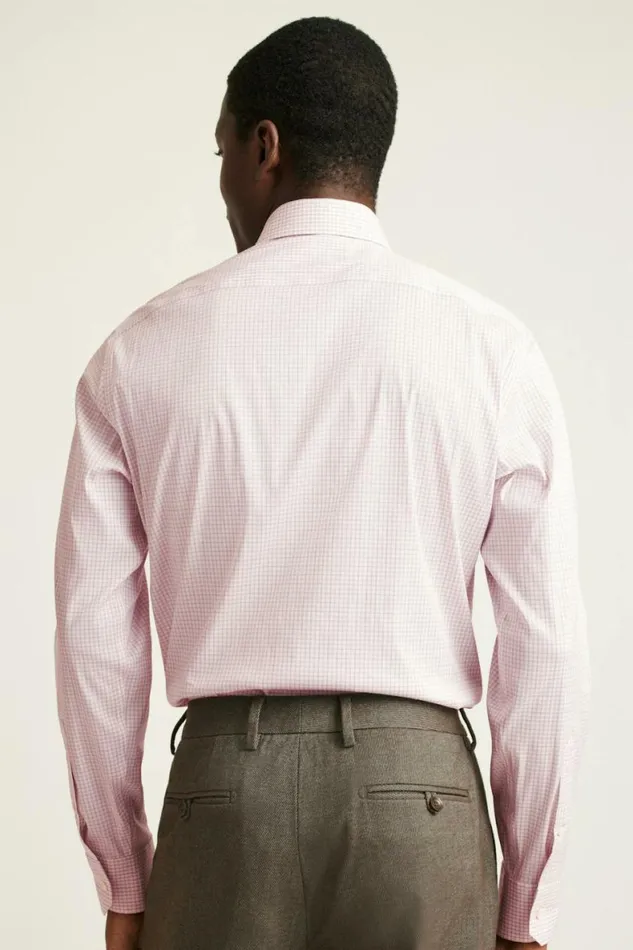 Men Jetsetter Stretch Dress Shirt Pink And White Plaid Bonobos Business Casual Shirts
