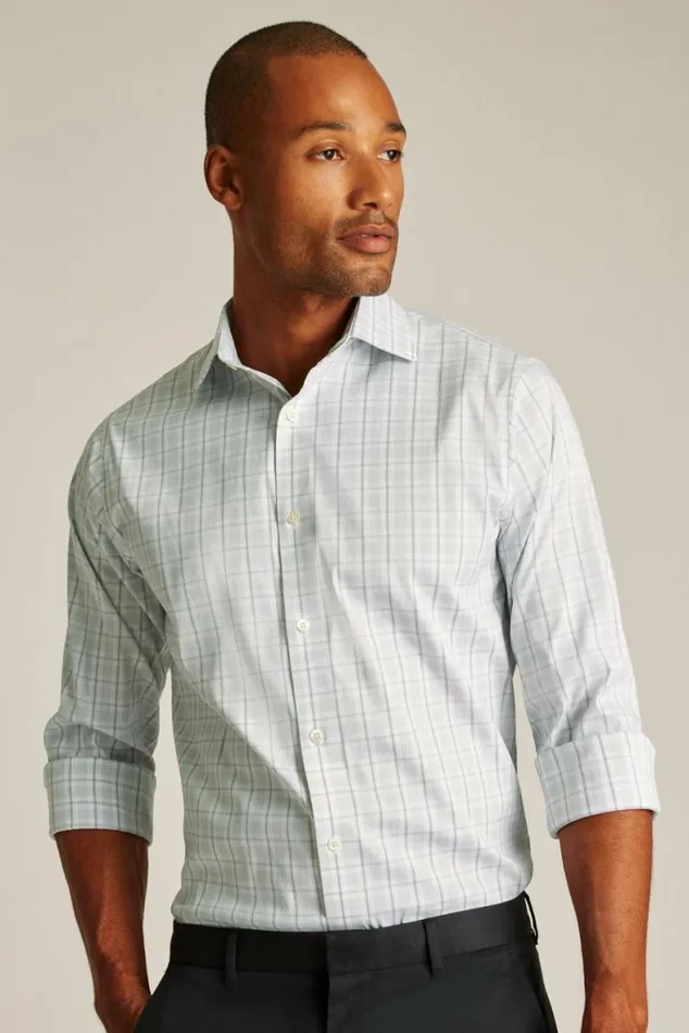 Men Jetsetter Stretch Dress Shirt Smoke Grey Plaid Bonobos Business Casual Shirts