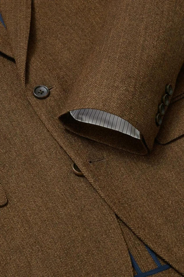 Men Jetsetter Unconstructed Blazer Light Brown Herringbone Bonobos Blazers and Sport Coats