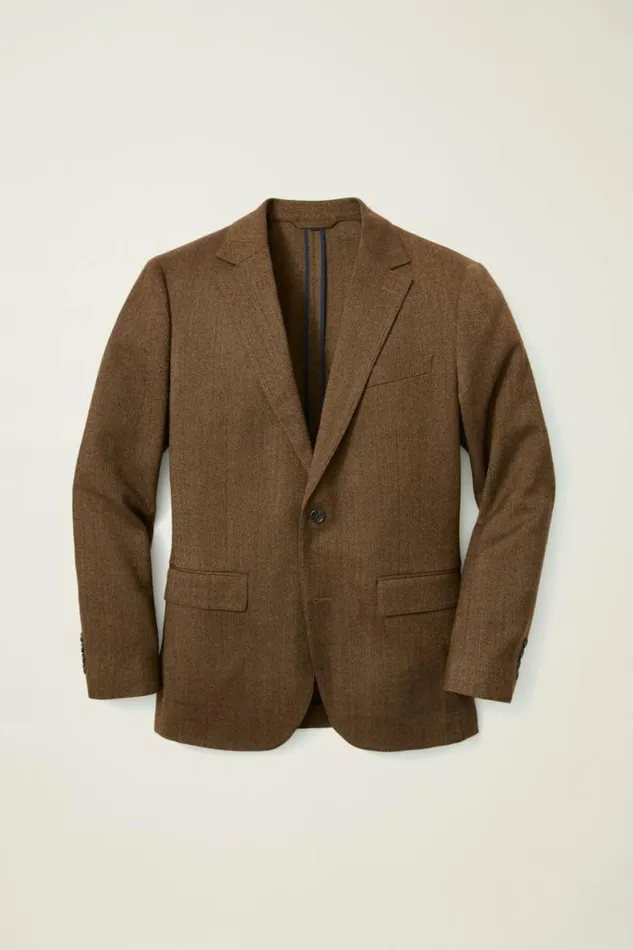 Men Jetsetter Unconstructed Blazer Light Brown Herringbone Bonobos Blazers and Sport Coats