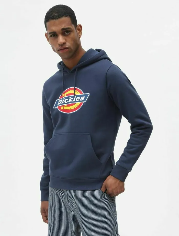 Men Jumpers and Sweatshirts Dickies Icon Logo Hoodie Navy Blue