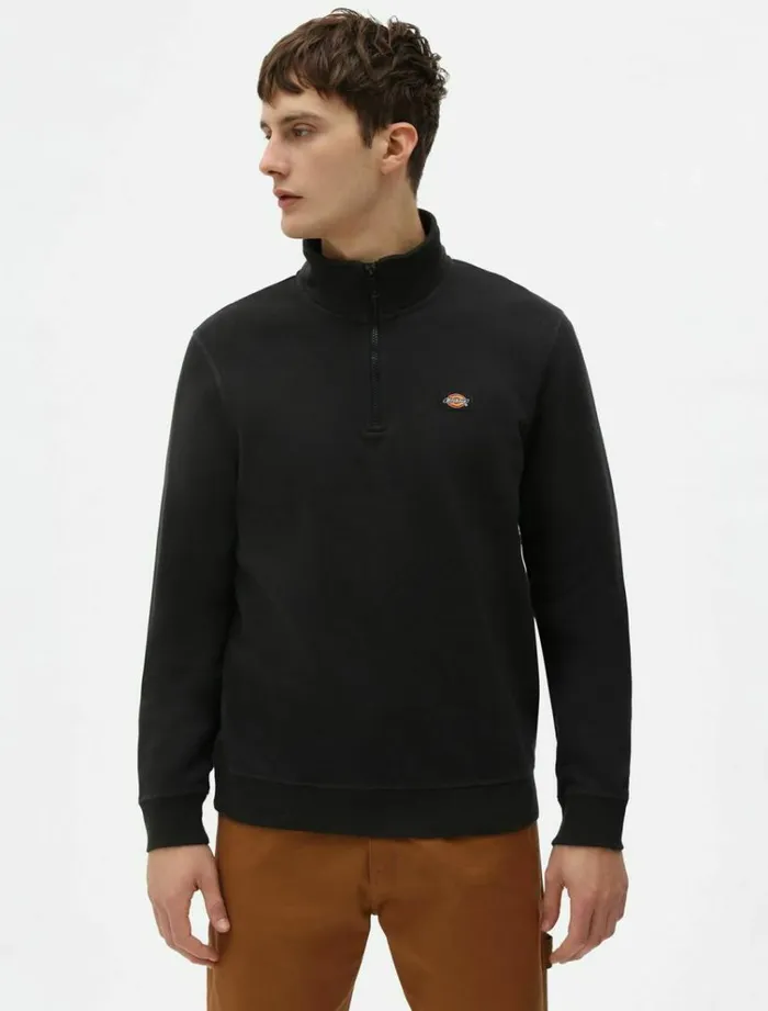 Men Jumpers and Sweatshirts Dickies Oakport Quarter Zip Black