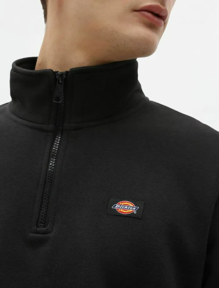 Men Jumpers and Sweatshirts Dickies Oakport Quarter Zip Black