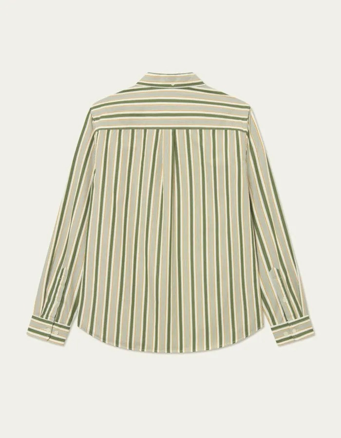 Men Kent Stripe Peached Poplin Shirt 8211 Chive GreenThai Curry Les Deux ShirtsOvershirts