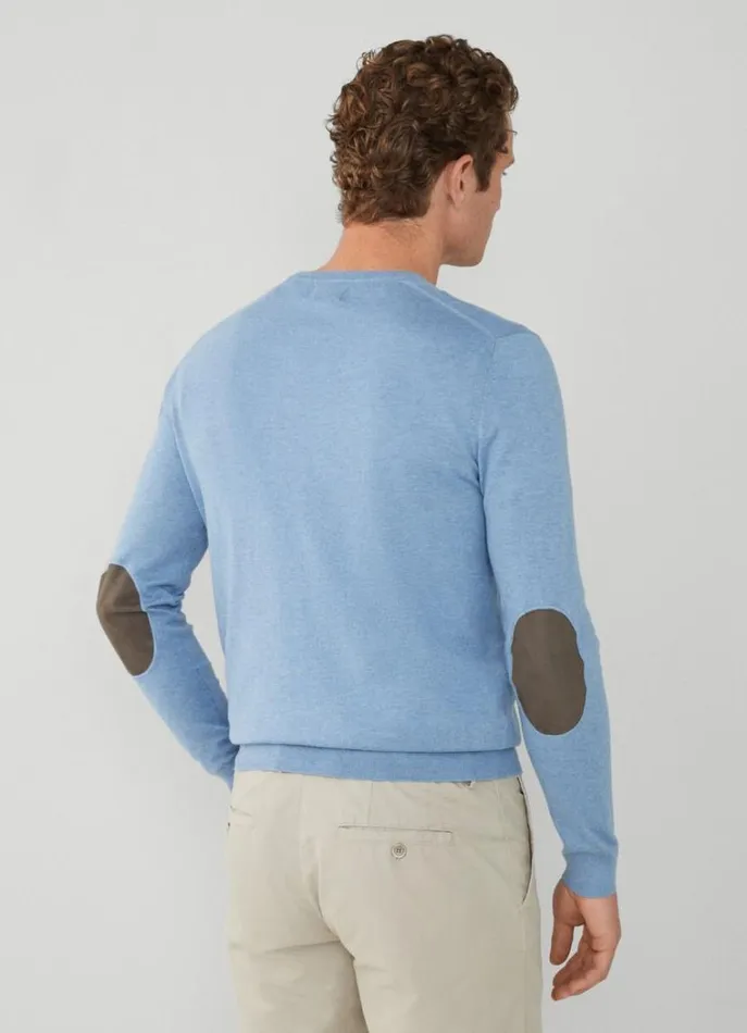 Men Knitwear Hackett London Cotton And Cashmere Jumper Sky Blue