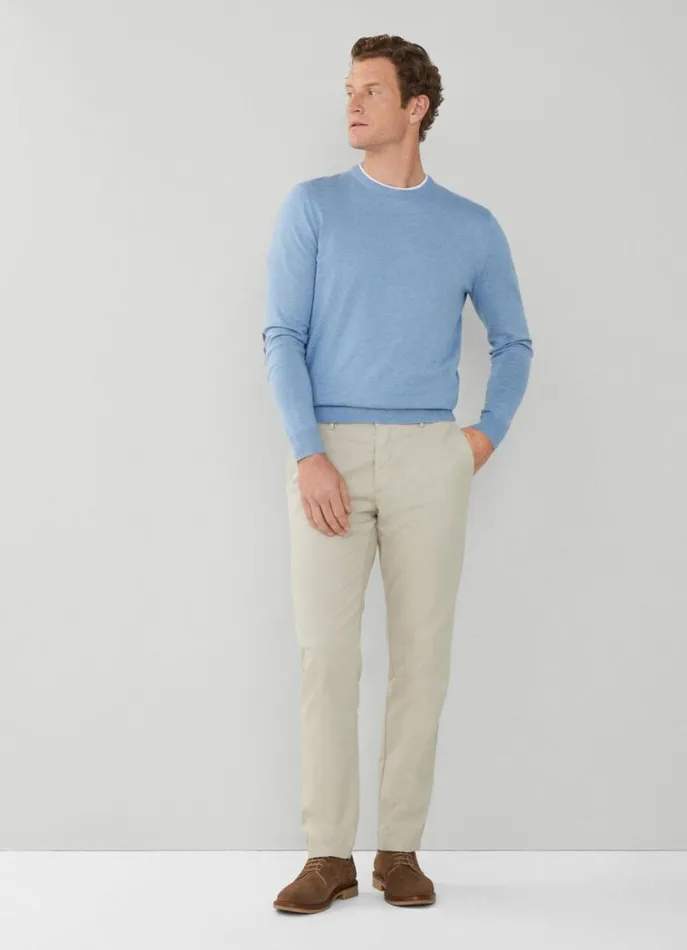 Men Knitwear Hackett London Cotton And Cashmere Jumper Sky Blue