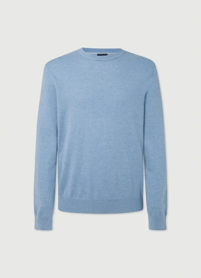 Men Knitwear Hackett London Cotton And Cashmere Jumper Sky Blue