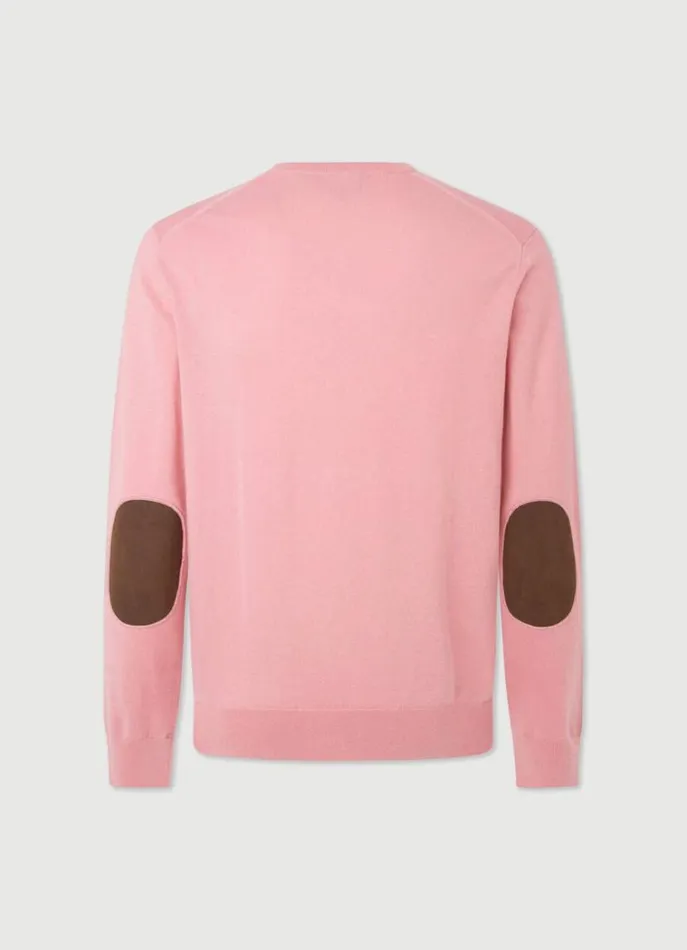 Men Knitwear Hackett London Cotton And Cashmere VNeck Jumper Ash Rose Pink