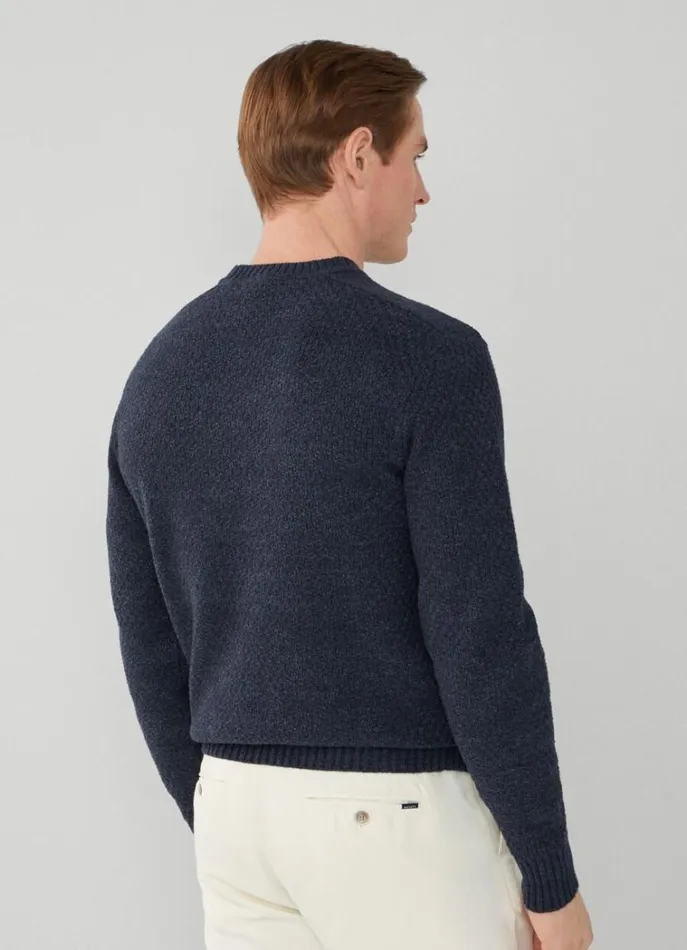 Men Knitwear Hackett London Textured Knit Jumper Navy