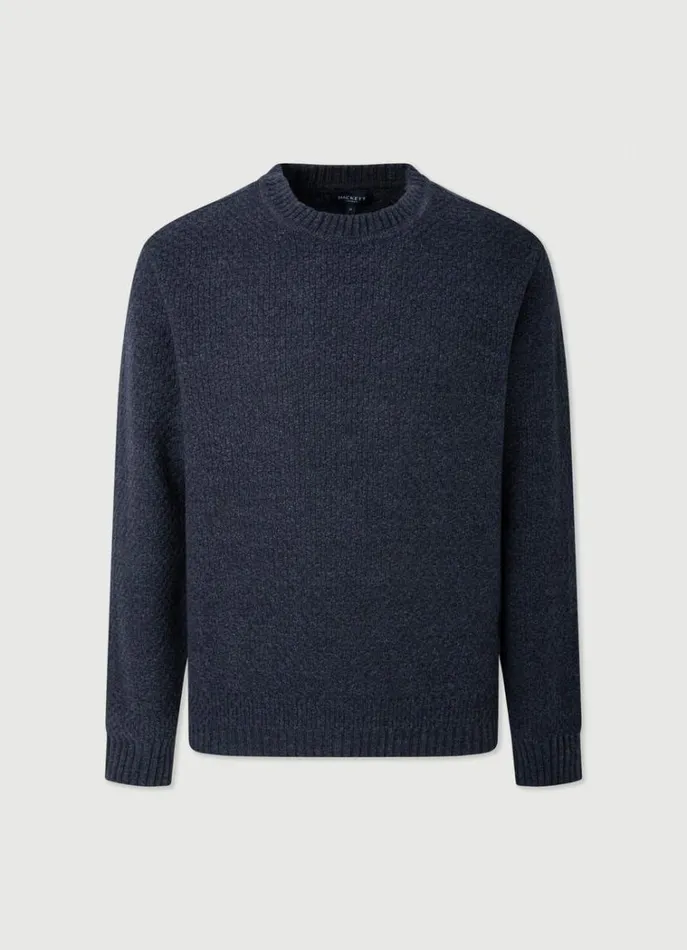 Men Knitwear Hackett London Textured Knit Jumper Navy