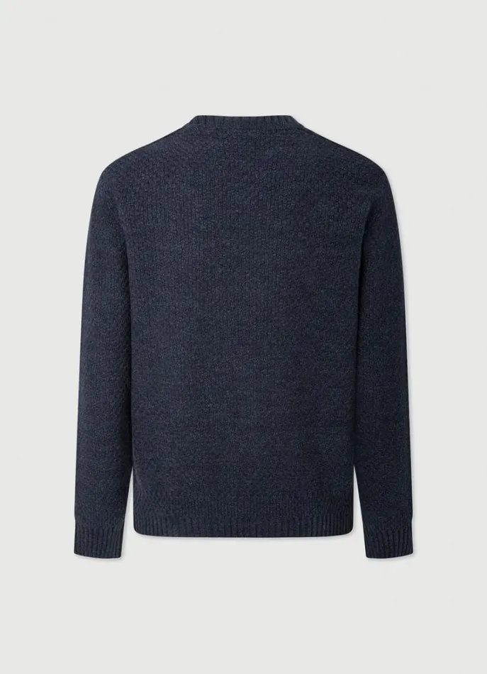 Men Knitwear Hackett London Textured Knit Jumper Navy