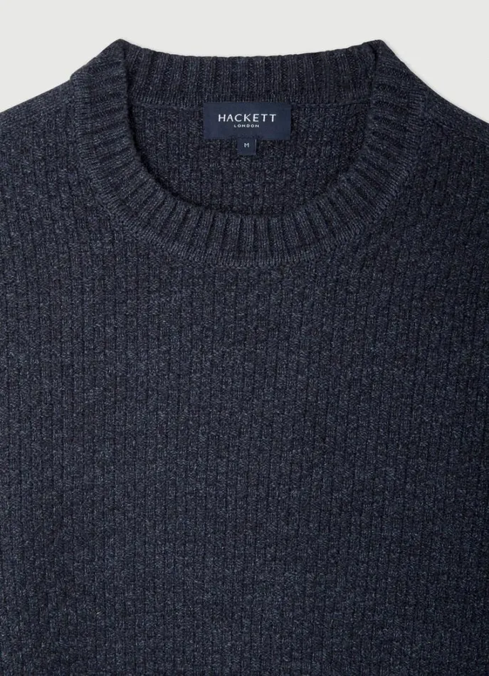 Men Knitwear Hackett London Textured Knit Jumper Navy