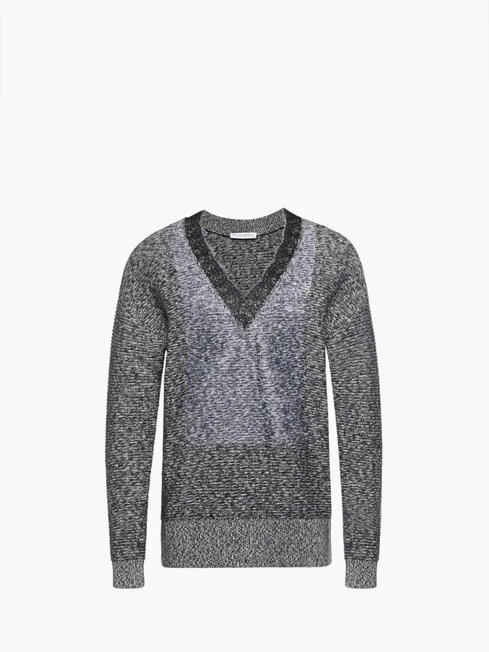 Men Knitwear JW Anderson VNECK LACE TRIM SWEATER Black