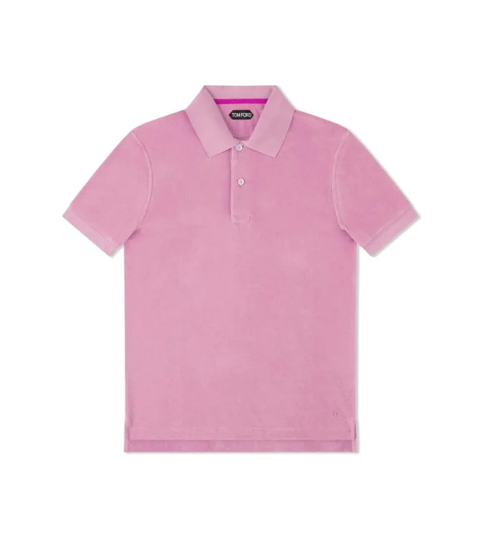 Men Knitwear Tom Ford Towelling Polo Peony