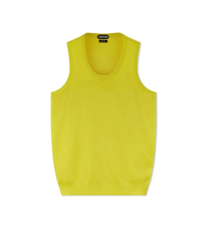 Men Knitwear Tom Ford Viscose Mesh Vest Lemon