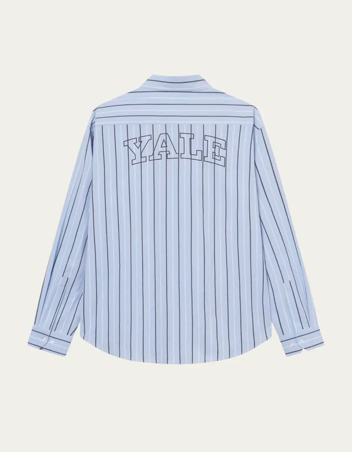 Men Kolton Striped Yale Shirt 8211 Sky BlueBlack Les Deux ShirtsOvershirts