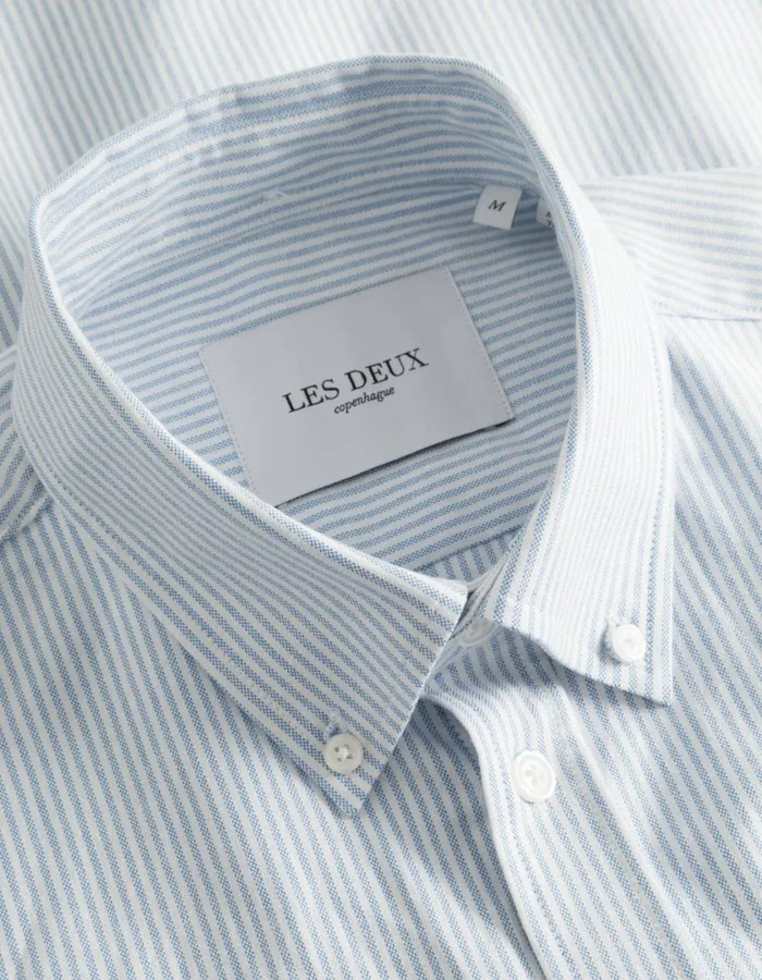 Men Konrad Contrast Oxford Shirt 8211 Light BlueWhite Les Deux ShirtsOvershirts