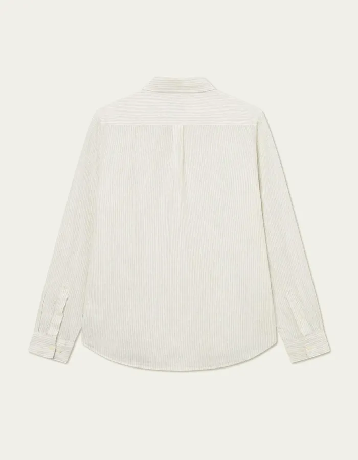 Men Kristian Linen BD Shirt 8211 Light IvoryWalnut Les Deux ShirtsOvershirts