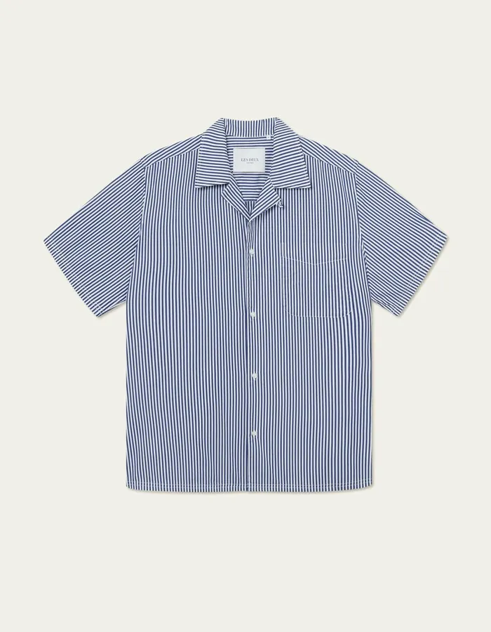 Men Lawson 20 Poplin Shirt 8211 WhiteSurf Blue Les Deux ShirtsOvershirts