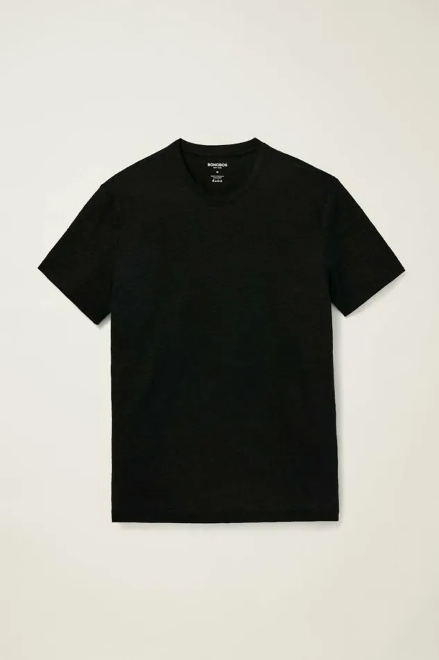 Men Linen Crew Neck Tee Black Bonobos Short Sleeve Tees