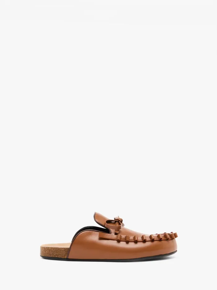 Men Loafers JW Anderson RUFFLE LOAFER LEATHER MULES Tan
