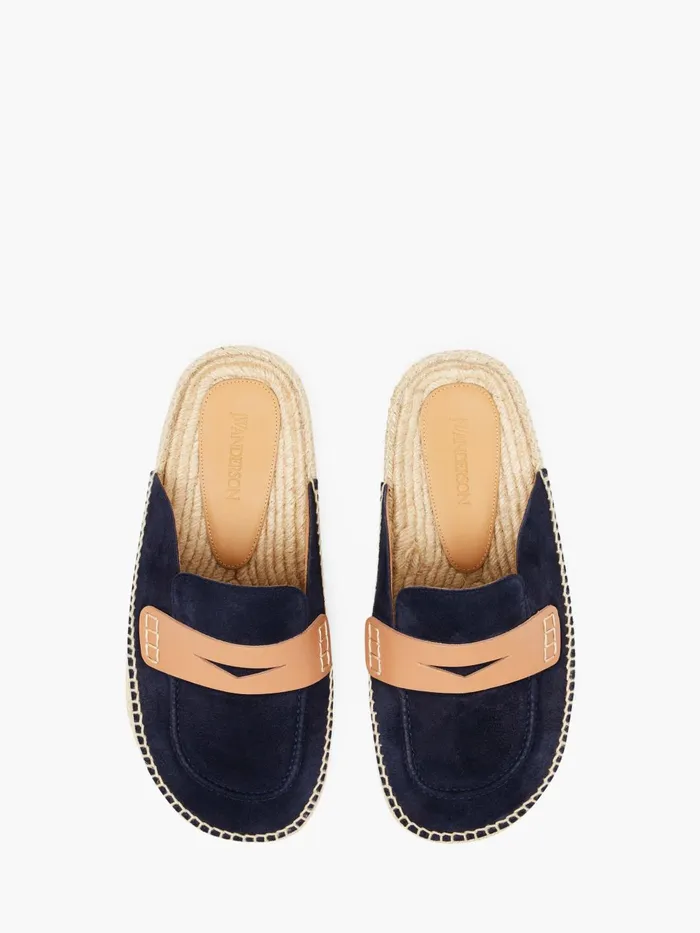 Men Loafers JW Anderson SUEDE ESPADRILLE LOAFER MULES Navy Men Loafers JW Anderson SUEDE ESPADRILLE LOAFER MULES Navy