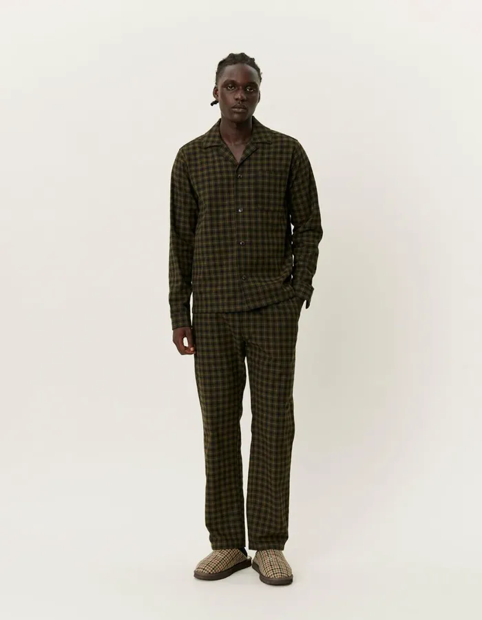 Men Ludwig Flannel Pyjama Shirt and Pants 8211 RosinBlack Les Deux ShirtsOvershirts