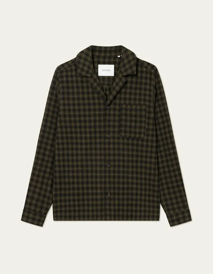 Men Ludwig Flannel Pyjama Shirt and Pants 8211 RosinBlack Les Deux ShirtsOvershirts