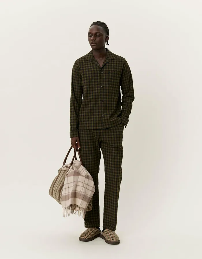 Men Ludwig Flannel Pyjama Shirt and Pants 8211 RosinBlack Les Deux ShirtsOvershirts