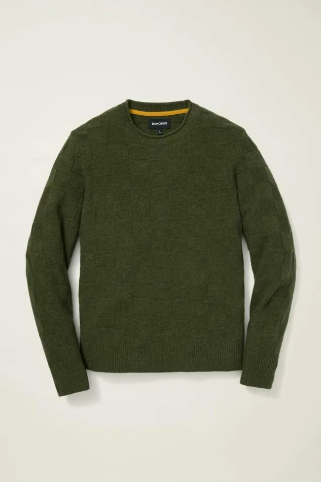 Men Merino Roll Neck Sweater Green Bonobos Crew and VNeck Sweaters