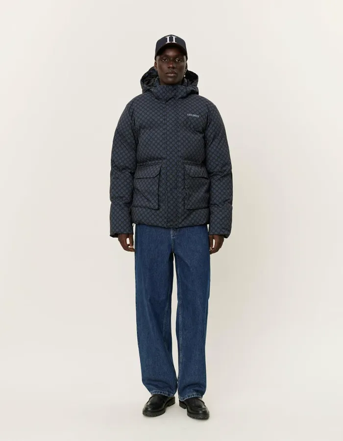 Men Montreal AOP Puffer Jacket 8211 BlackBlueprint Les Deux JacketsCoats