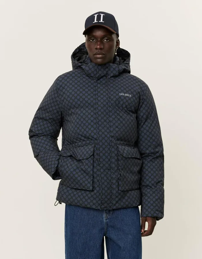 Men Montreal AOP Puffer Jacket 8211 BlackBlueprint Les Deux JacketsCoats