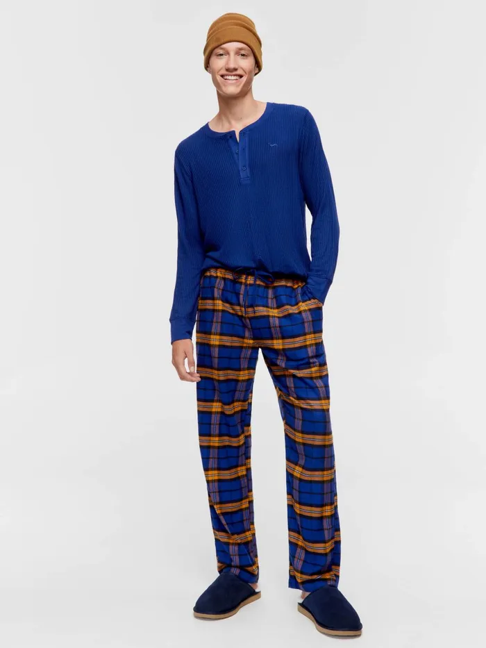 Men Navy Check Flannelette Pj Pant Navy Peter Alexander Pants
